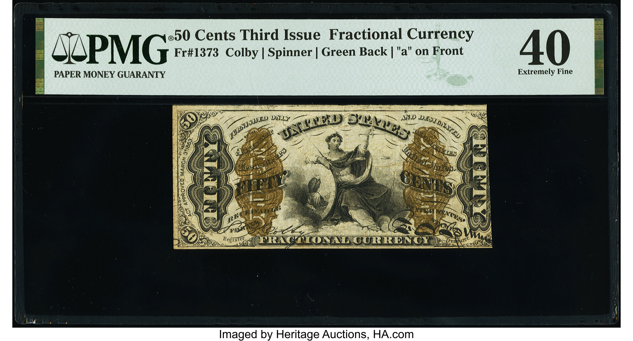 image for: Fr. 1373 50¢ Third Issue Justice PMG Extremely Fine 40....