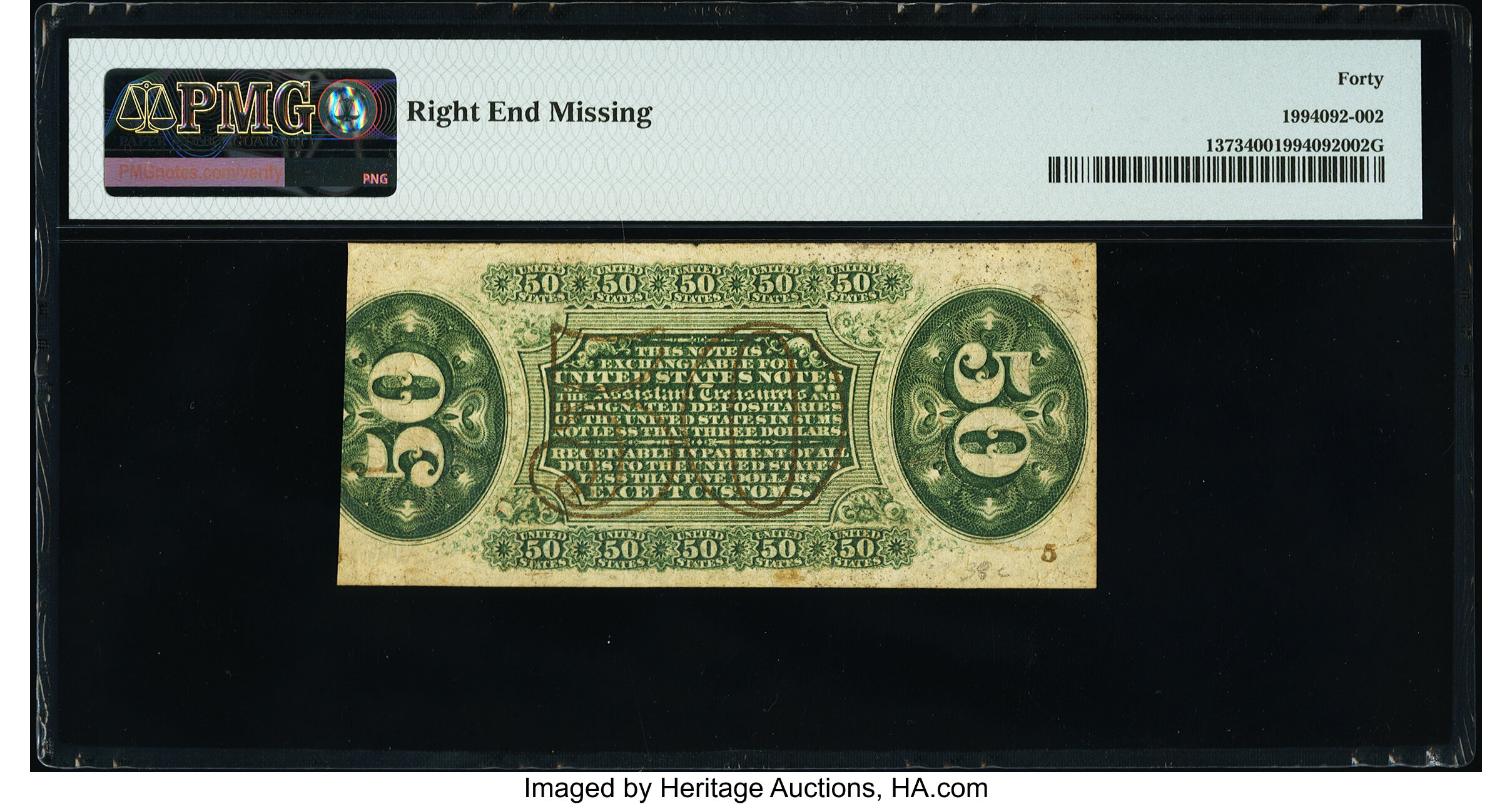 image for: Fr. 1373 50¢ Third Issue Justice PMG Extremely Fine 40....
