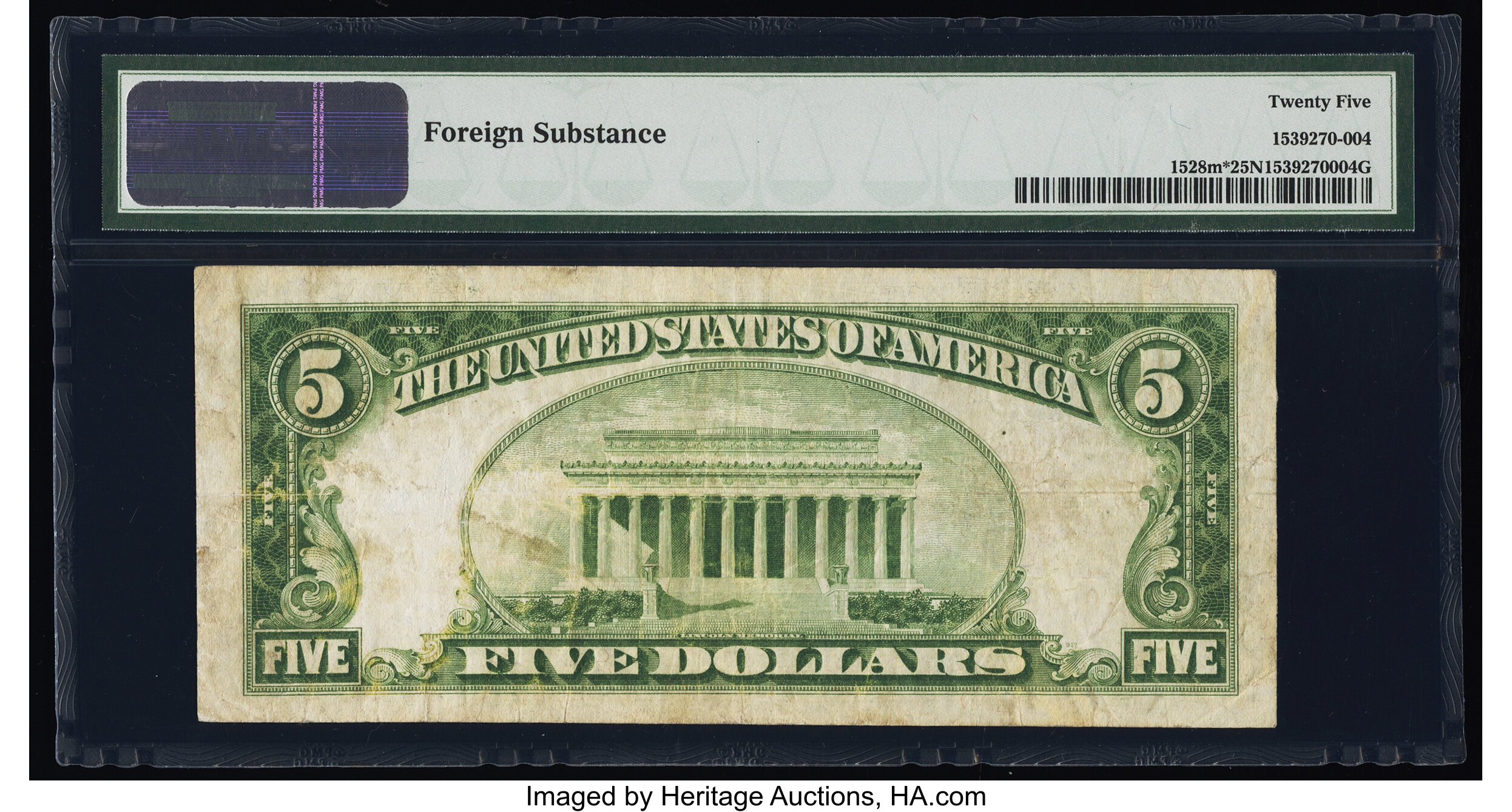 image for: Fr. 1528* $5 1928C Mule Legal Tender Star Note. PMG Very Fine 25 Net....