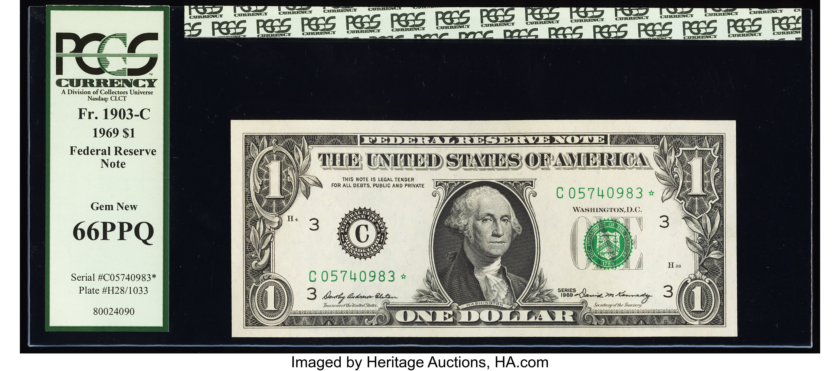 image for: Fr. 1903-C* $1 1969 Federal Reserve Star Note. PCGS Gem New 66PPQ....