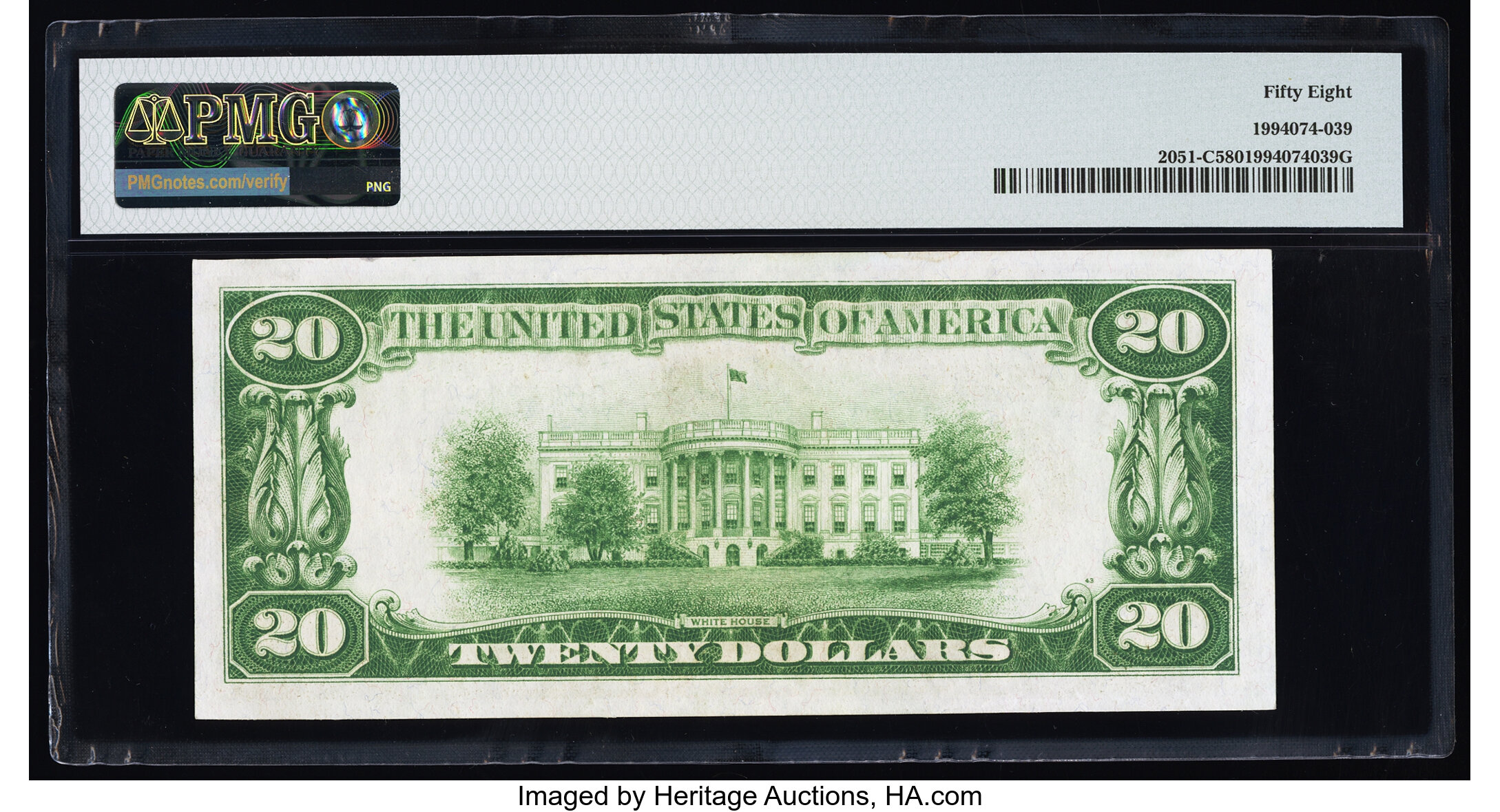 image for: Fr. 2051-C $20 1928A Federal Reserve Note. PMG Choice About Unc 58....