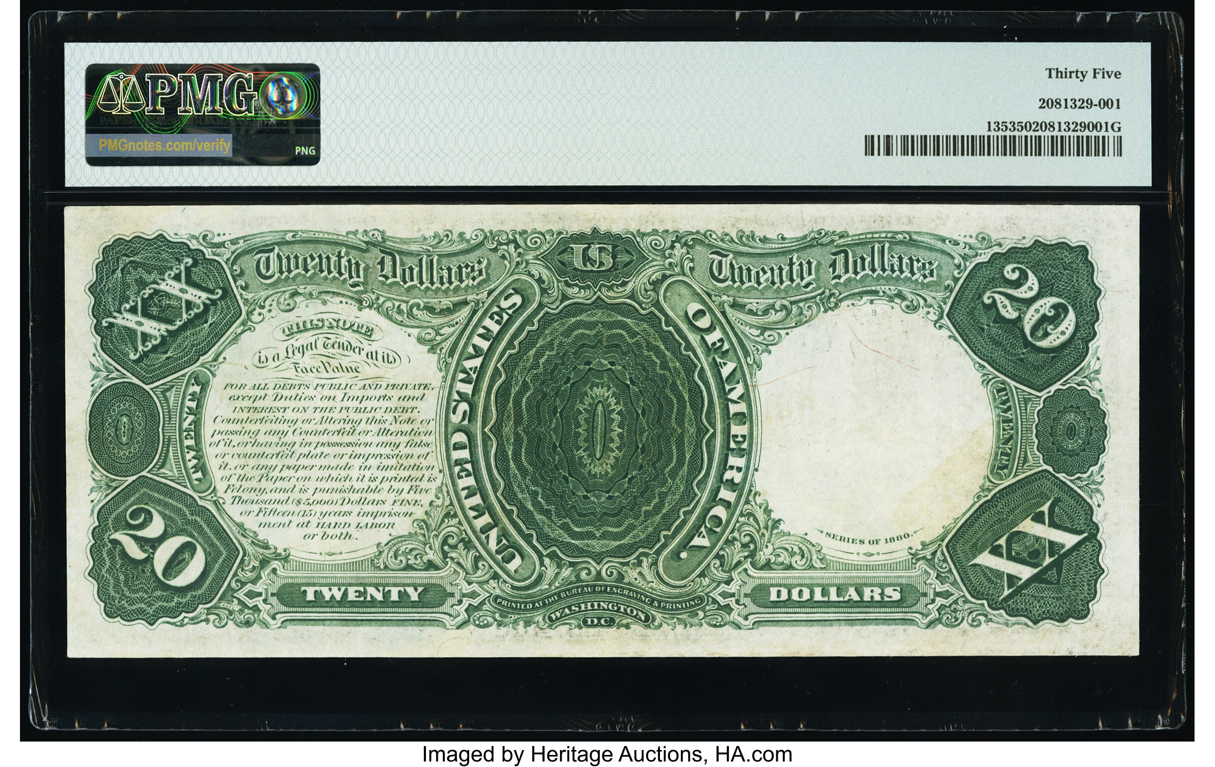 image for: Fr. 135 $20 1880 Legal Tender PMG Choice Very Fine 35....