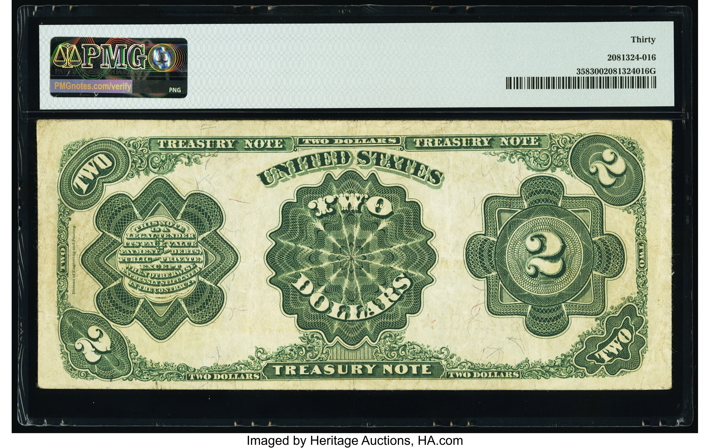image for: Fr. 358 $2 1891 Treasury Note PMG Very Fine 30....