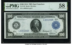 image for: Fr. 1128 $100 1914 Federal Reserve Note PMG Choice About Unc 58....