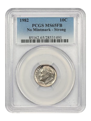 image for: 1982 No P 10c PCGS MS65 FB (Strong Rims)