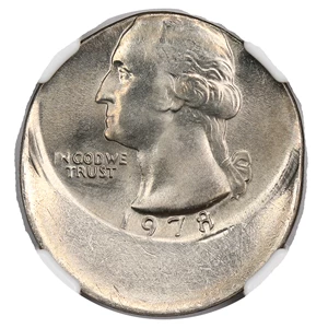image for: Mint Error: 1978 25c NGC MS64 (Struck 25% Off Center)