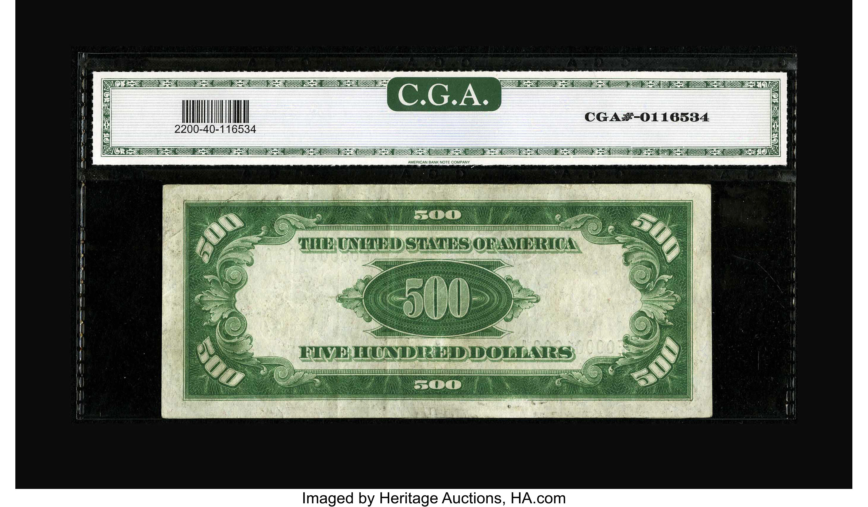 image for: Fr. 2200-E $500 1928 Federal Reserve Note. CGA Extremely Fine 40....