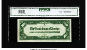 image for: Fr. 2211-H $1000 1934 Light Green Seal Federal Reserve Note. CGA Gem Uncirculated 66....