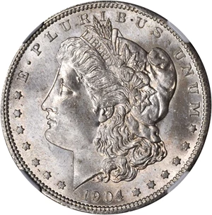 image for: 1904-O Morgan Silver Dollar. VAM-4B. Hitlist 40. Fish Hook. MS-66 (NGC).