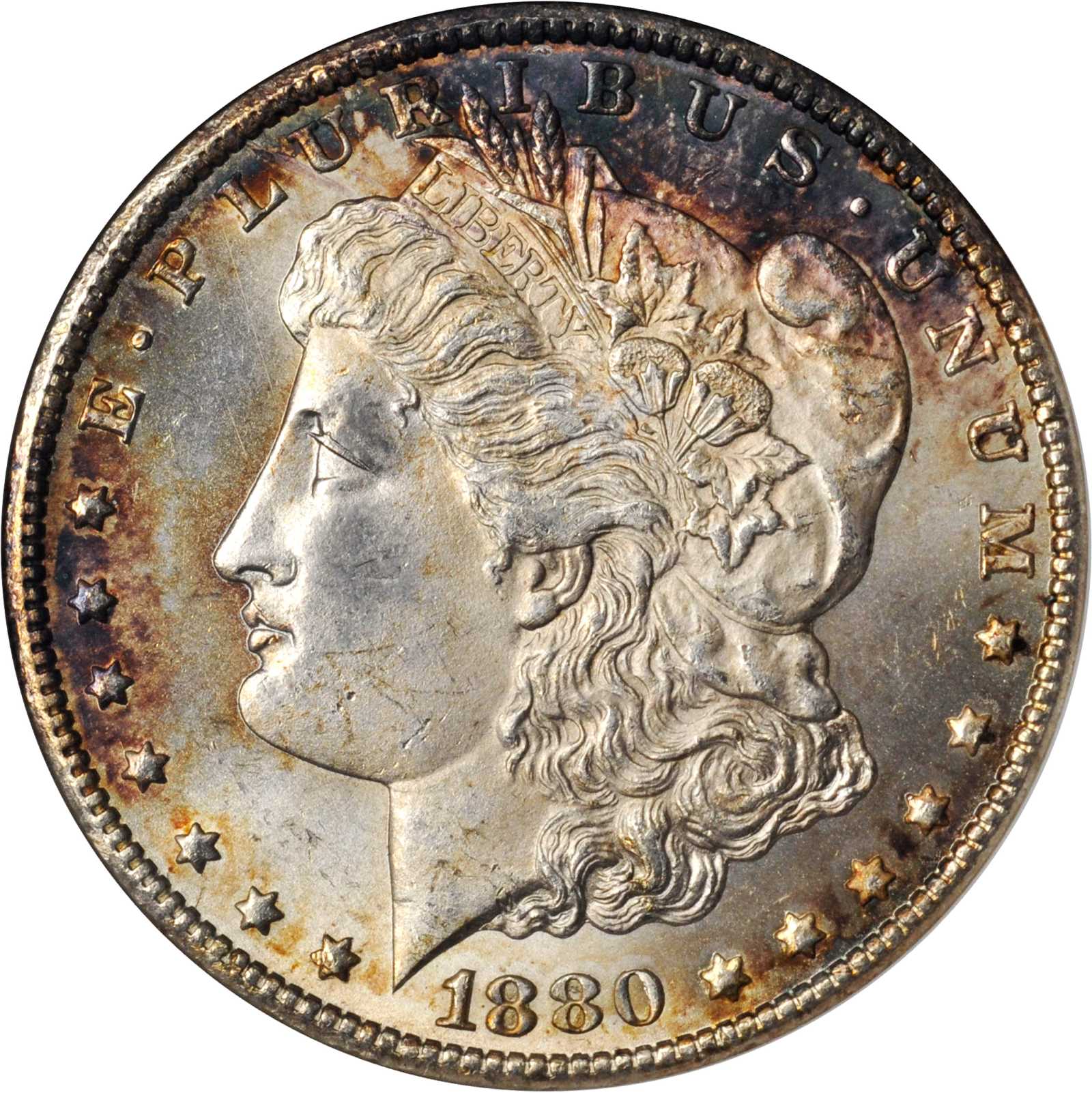 1880-CC Morgan Silver Dollar. VAM-6. Top 100 Variety. 8/Low 7. MS-62 (ANACS). OH.