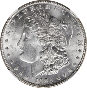 image for: 1888 Morgan Silver Dollar. VAM-16A. Hot 50 Variety. Doubled Reverse, Wreath & Gouge. MS-63 (NGC). CAC.