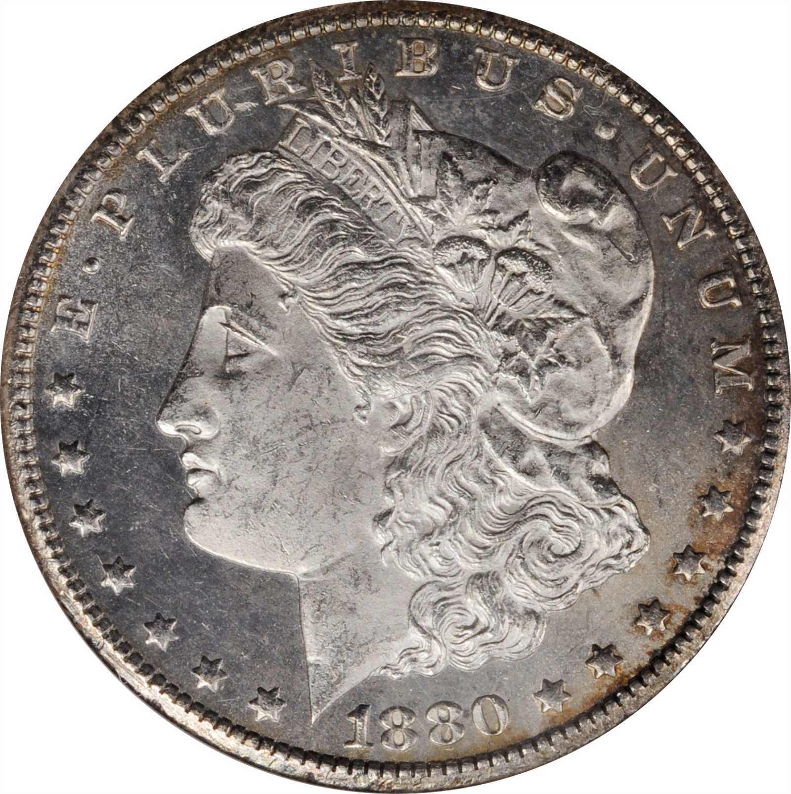 1880-CC Morgan Silver Dollar. VAM-6. Top 100 Variety. 8/Low 7. MS-62 (NGC).