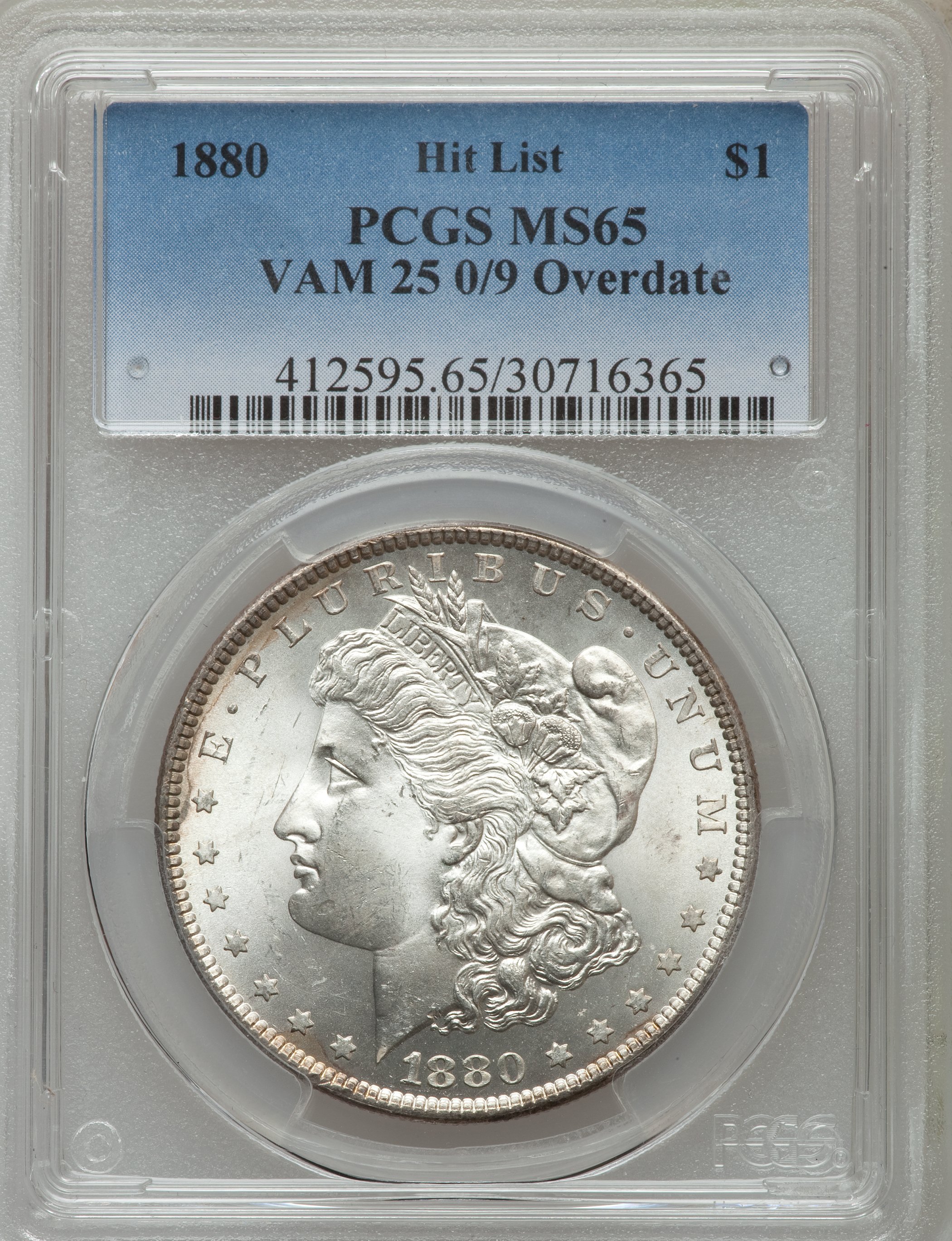 image for: 1880 $1 0/9 Overdate, VAM-25, Hit List, MS65 PCGS. PCGS Population (5/0). NGC Census: (0/0)....