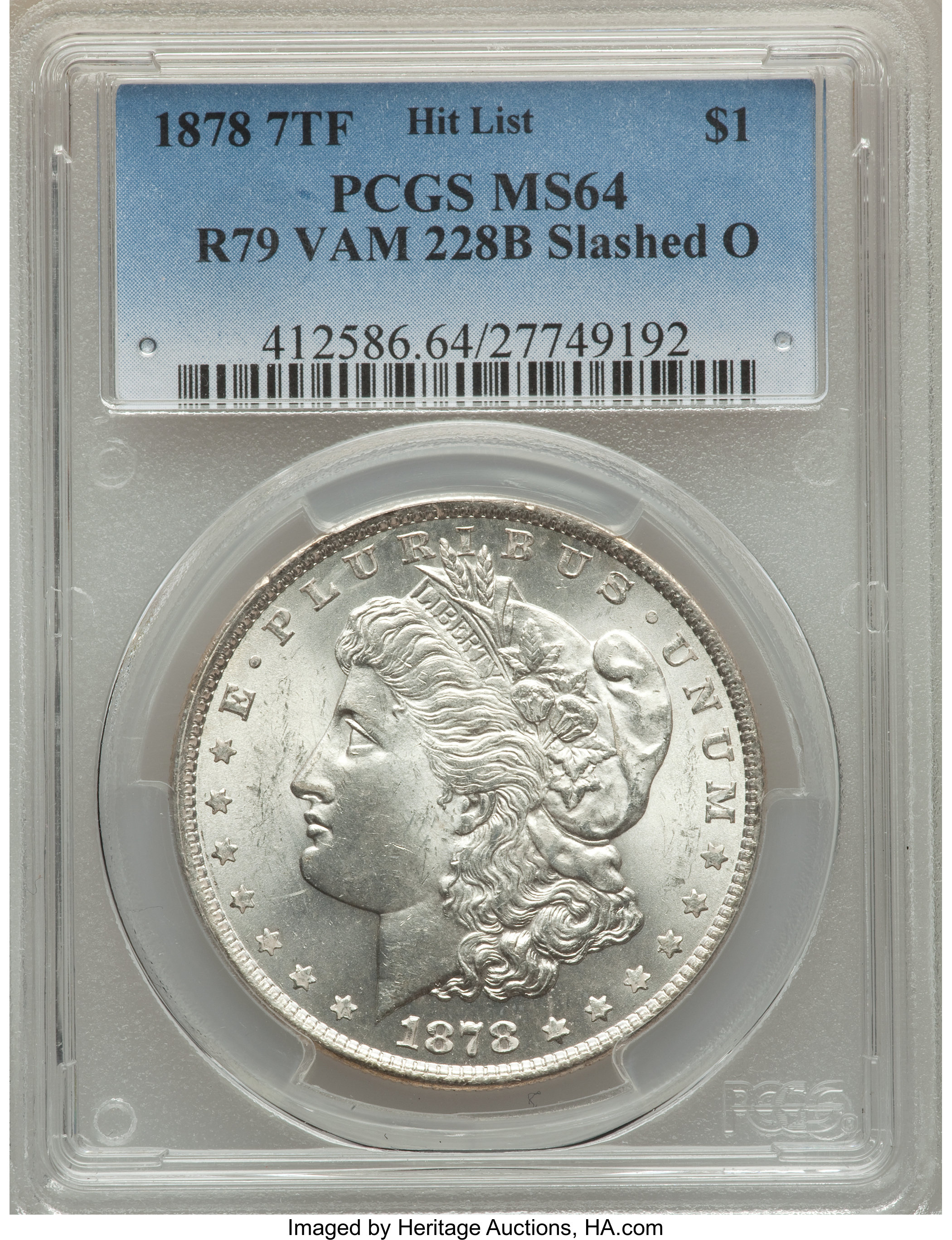 1878 7TF $1  Reverse of 1879, Slashed O, VAM-228B MS64 thumbnail 4