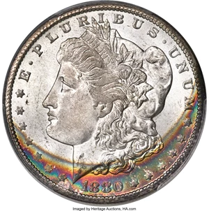 image for: 1880-CC $1 Reverse of 1879, 8/7 Dash, VAM-8, MS66+ PCGS....