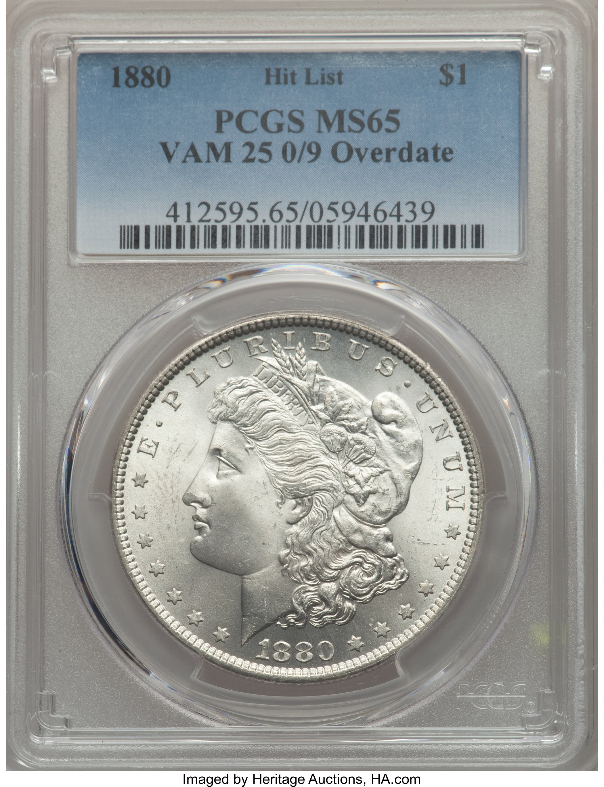 image for: 1880/9 $1 VAM-25, Hit List 40, MS65 PCGS. PCGS Population: (8/0). NGC Census: (0/0). MS65. ...