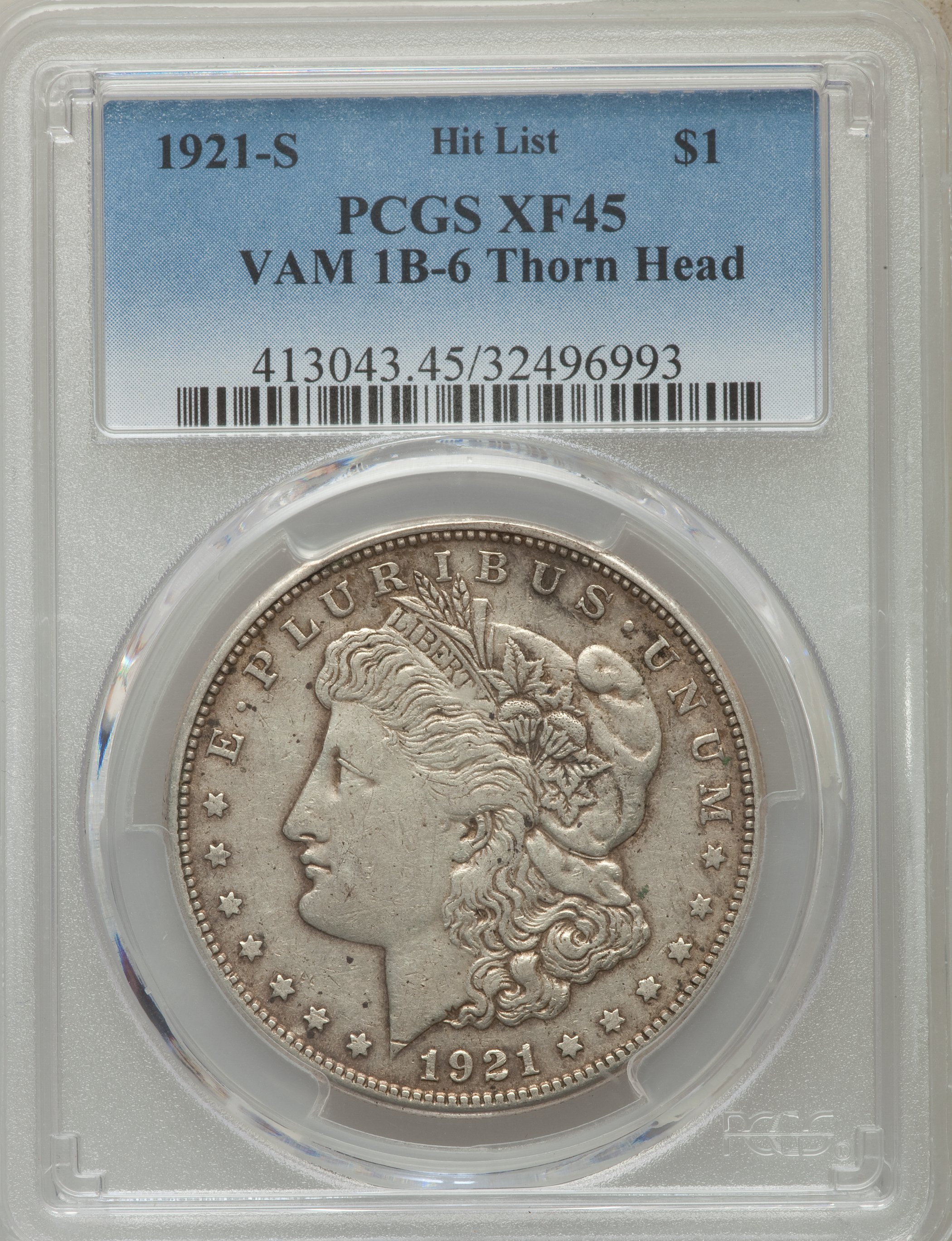 1921-S $1 Thorn Head, VAM-1B6, XF45 PCGS. Hitlist. PCGS Population (18/71). NGC Census: (0/0)....