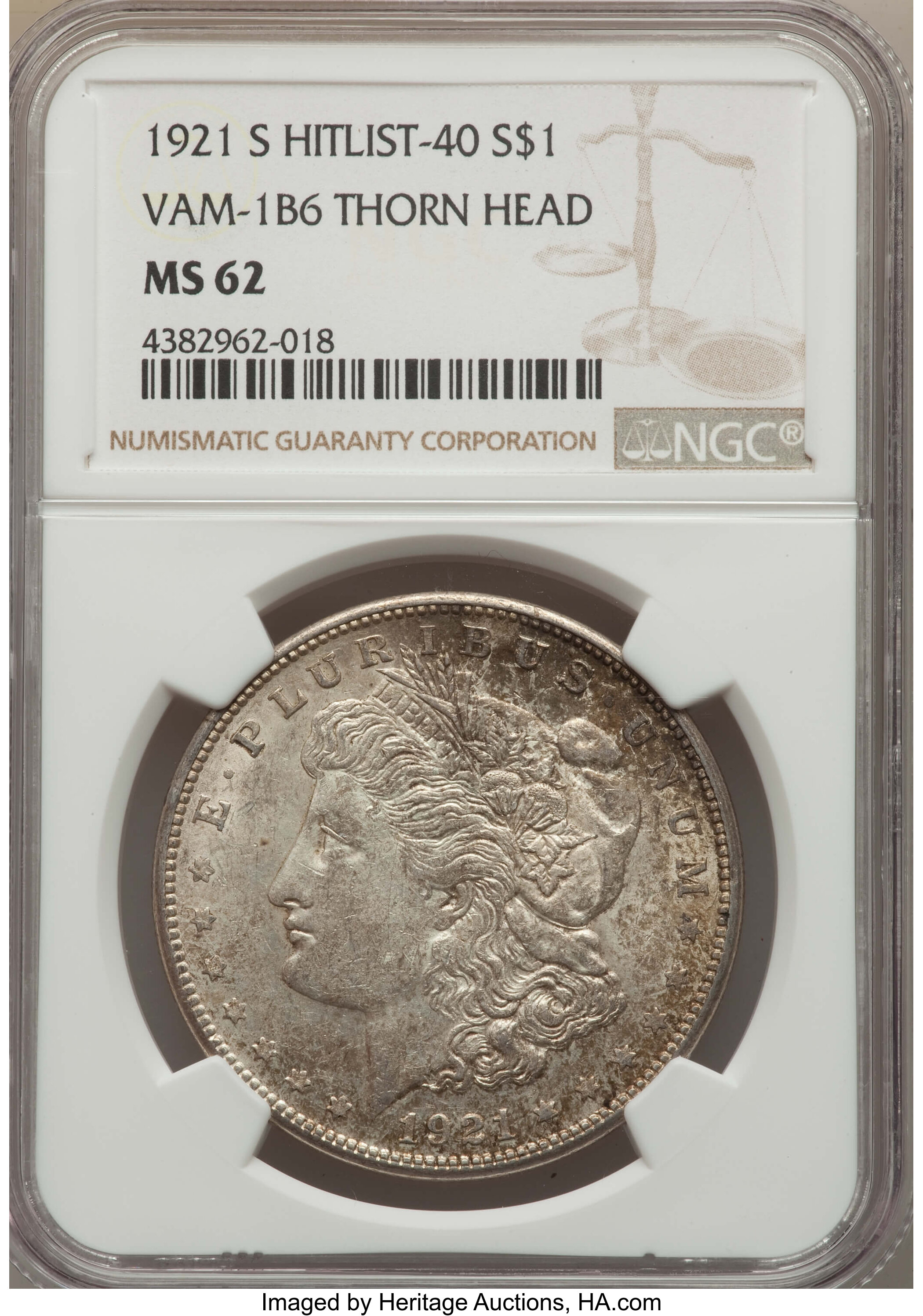 1921-S $1 Thorn Head, VAM-1B6, MS62 NGC. Hitlist-40. NGC Census: (0/0). PCGS Population (10/24)....