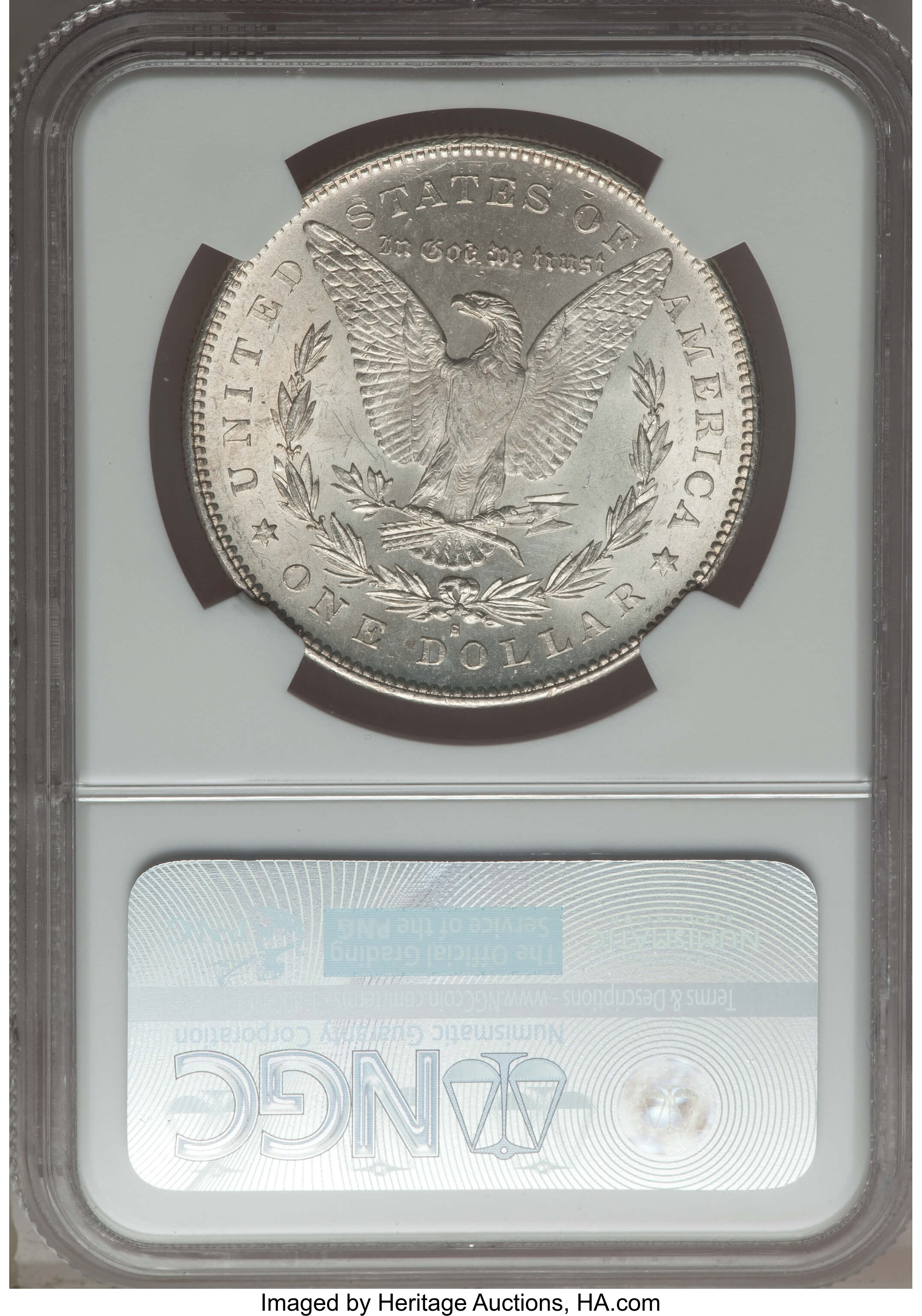 image for: 1878-S $1 Torn Bonnet, VAM-19, MS63 NGC. Hitlist-40. NGC Census: (0/0). PCGS Population: (26/56)....