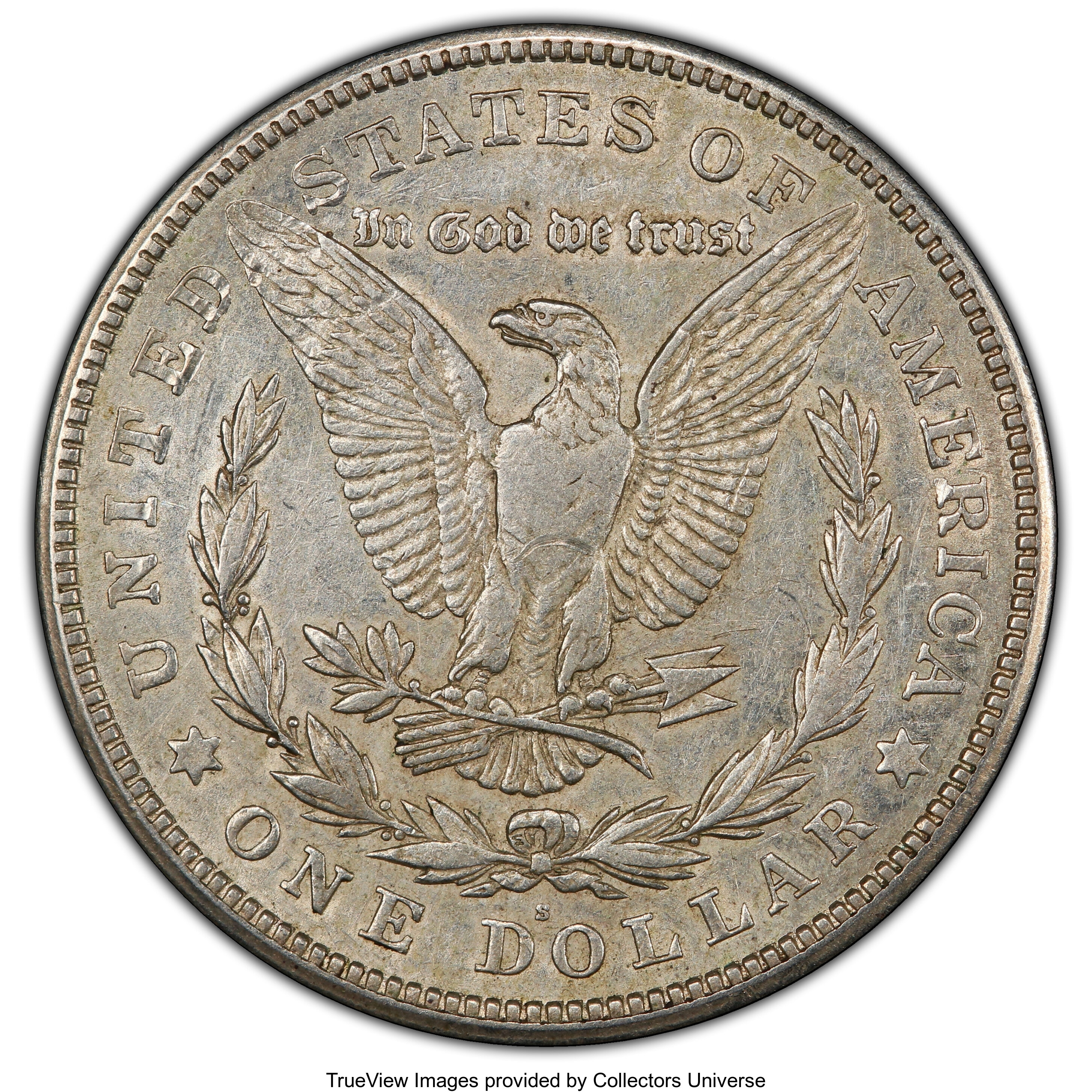 image for: 1921-S $1 Thorn Head, VAM-1B4, AU50 PCGS. A Hit List Variety. PCGS Population: (6/22 and 0/0+). NGC Census: (0/0 and 0/0+)....
