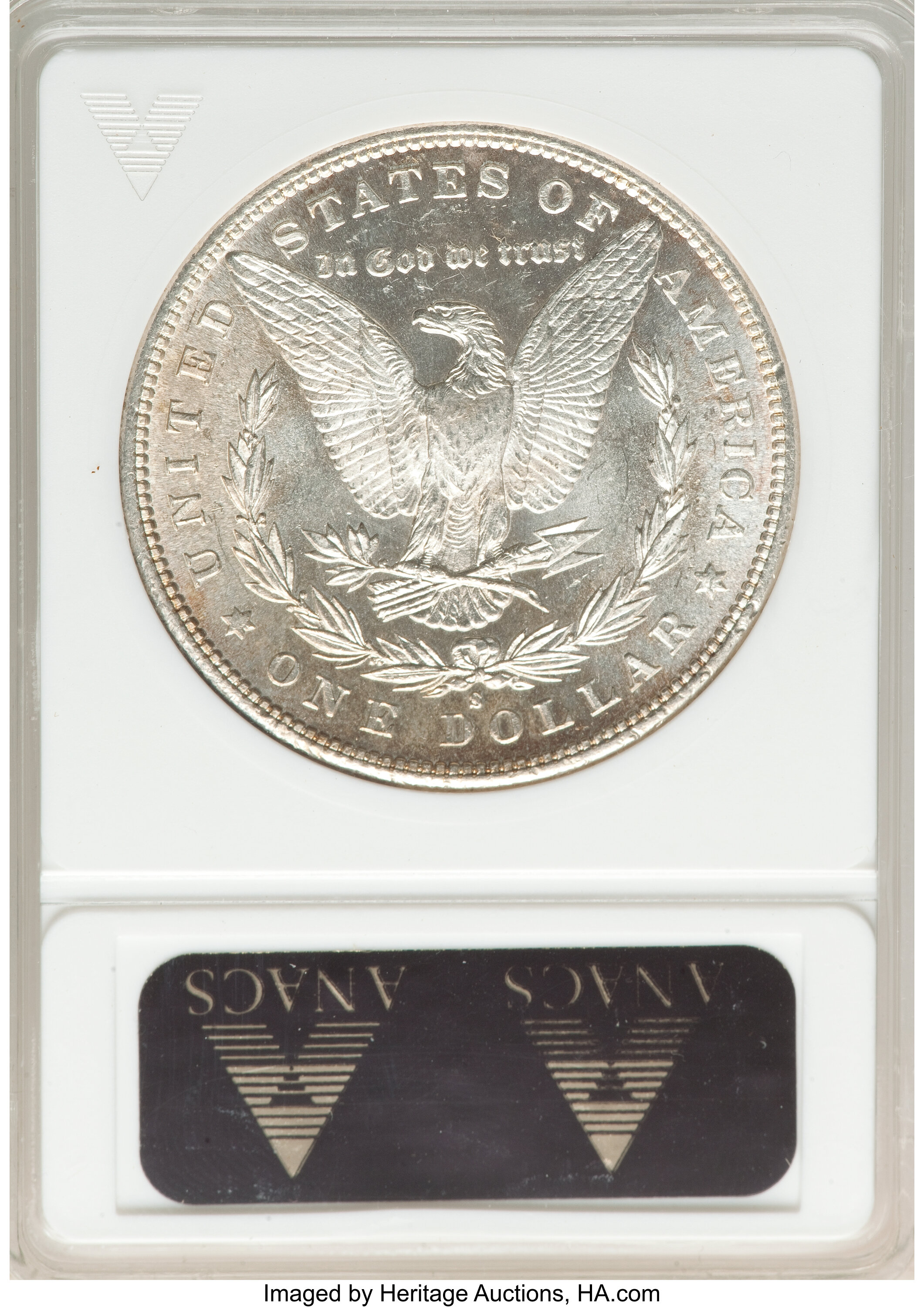 image for: 1881-S $1 Slanted Date, S Set Left, Doubled Right Reverse, VAM-22, MS61 ANACS. Mintage 12,760,000....