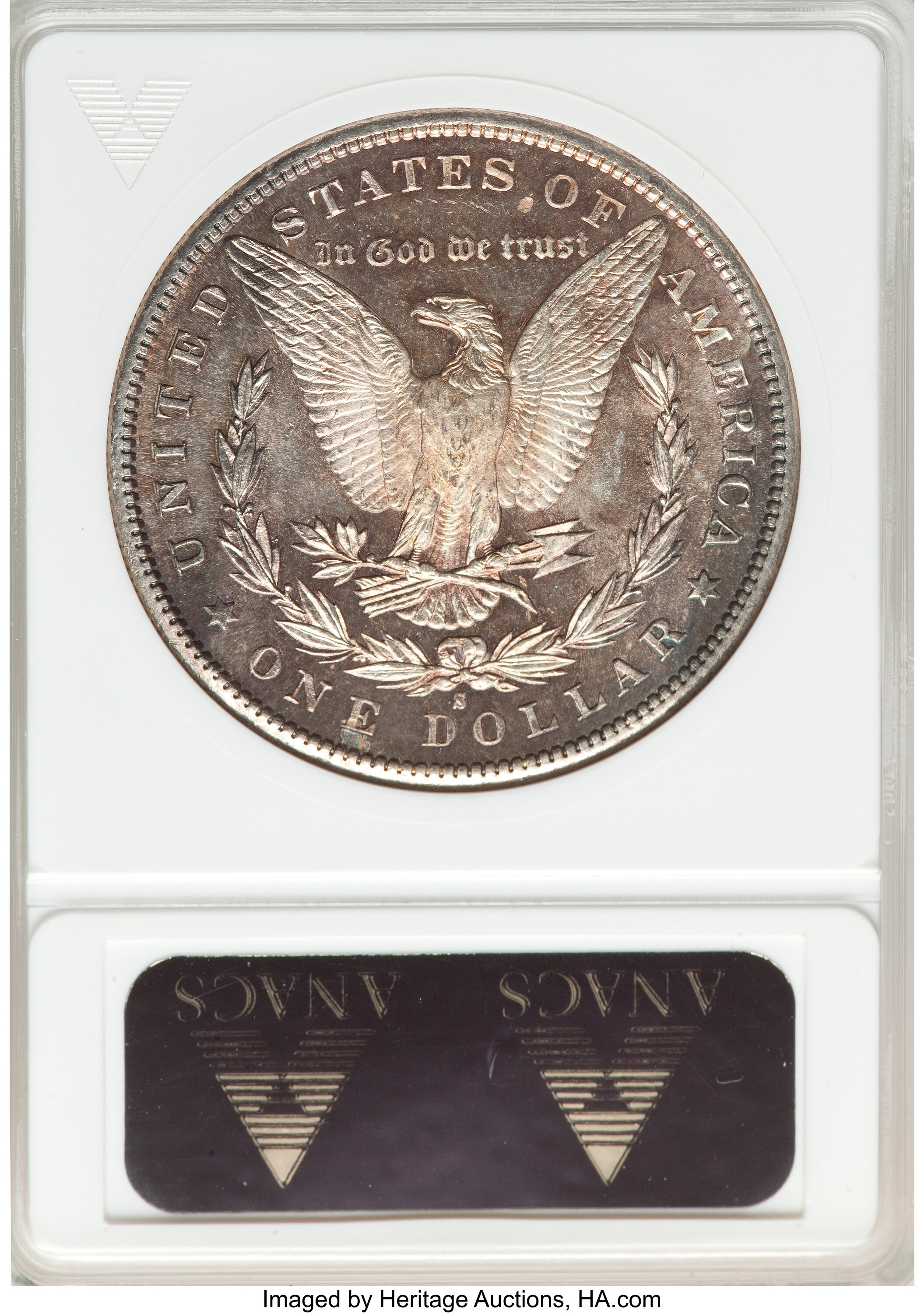 image for: 1881-S $1 S Tilted Right, VAM-36, MS64 ANACS.  Mintage 12,760,000....
