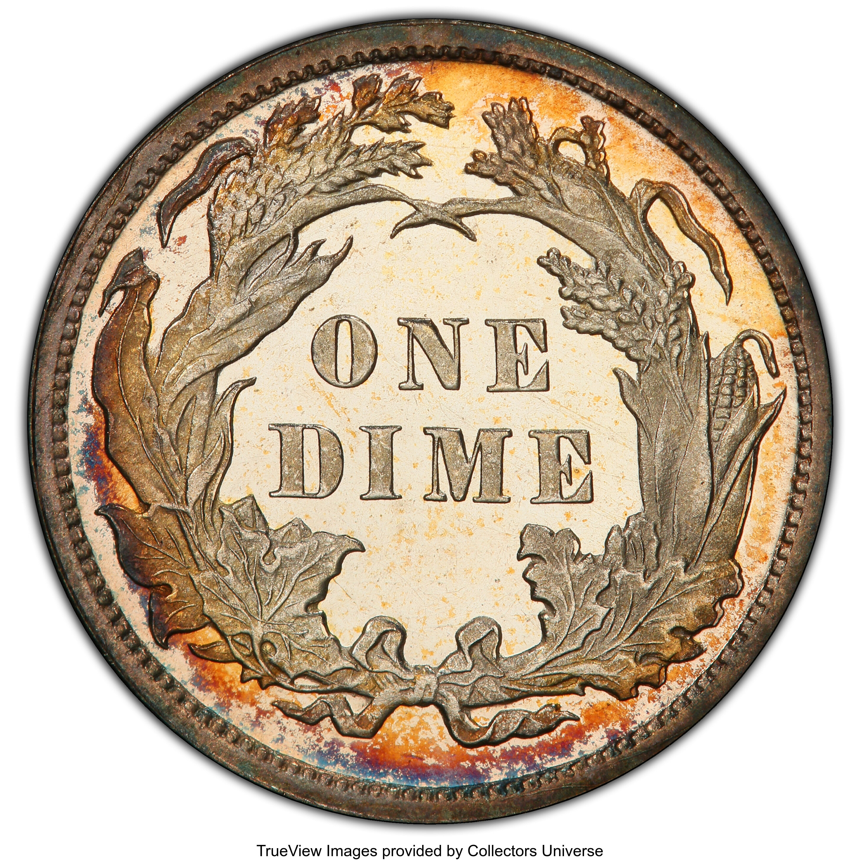 image for: 1879 10C PR65 Deep Cameo PCGS. CAC. Ex; Tall Grass Prairie Collection. PCGS Population: (1/1 and 0/0+). NGC Census: (0/1 an...