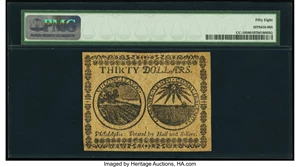 image for: Continental Currency May 10, 1775 $30 PMG Choice About Unc 58....