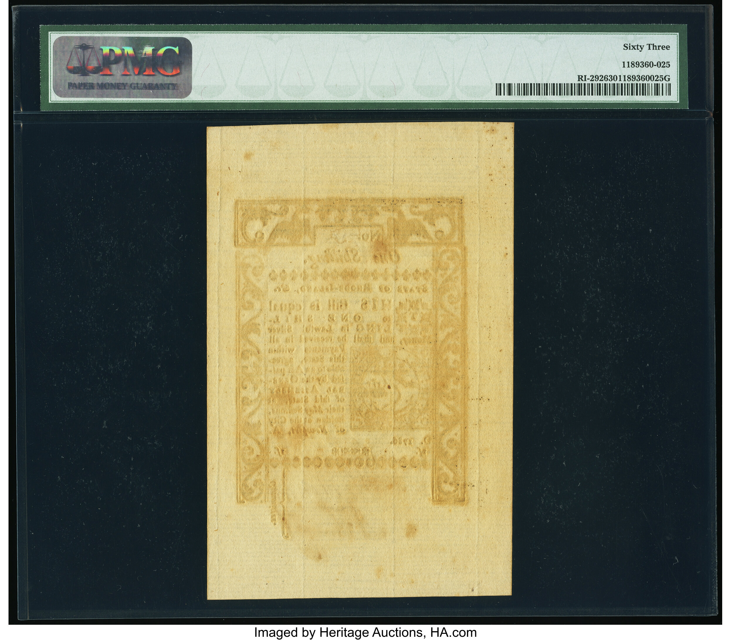 image for: Rhode Island May 1786 1s PMG Choice Uncirculated 63....