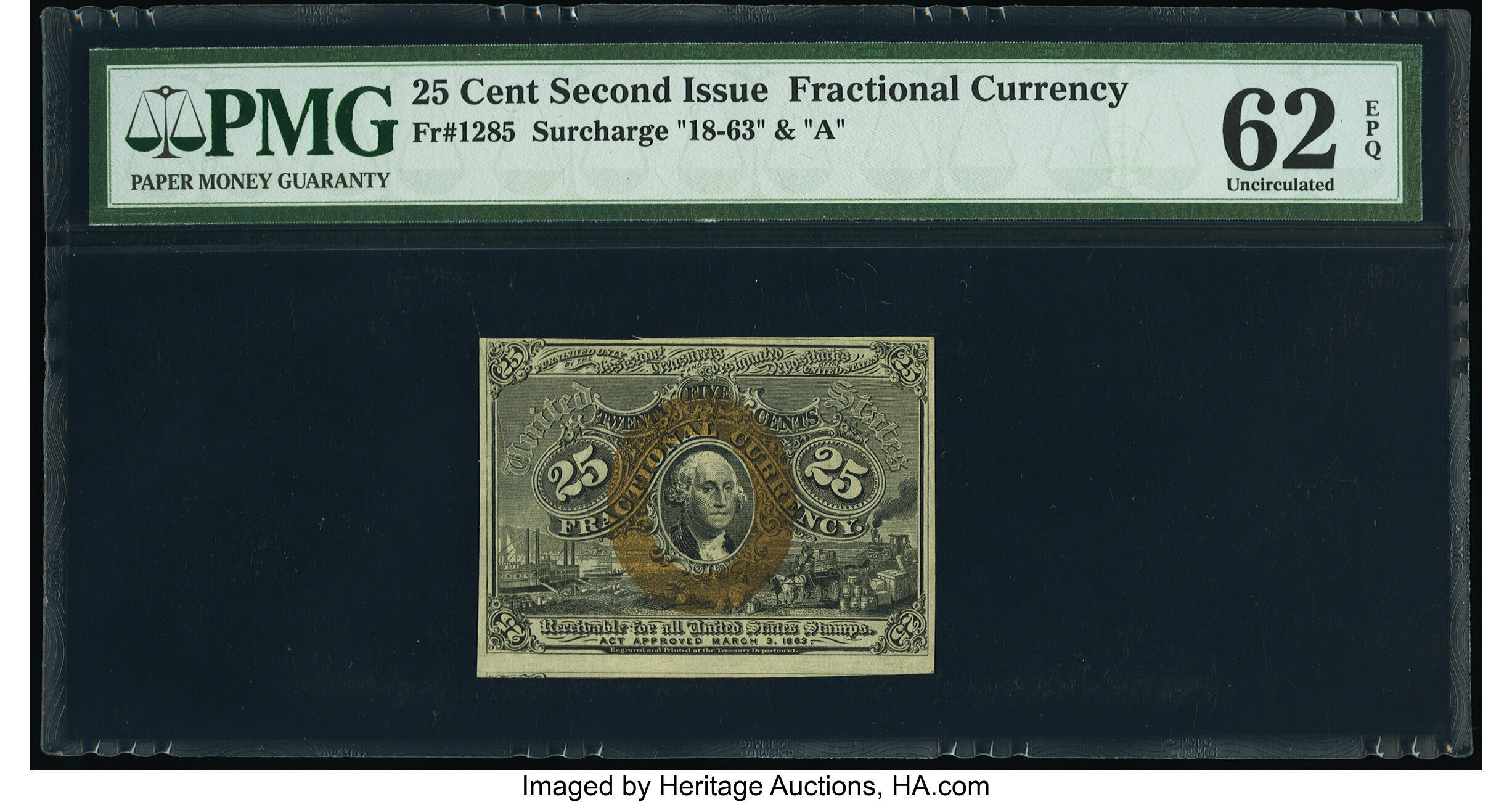 image for: Fr. 1285 25¢ Second Issue PMG Uncirculated 62 EPQ....