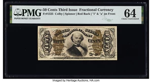 image for: Fr. 1325 50¢ Third Issue Spinner PMG Choice Uncirculated 64....