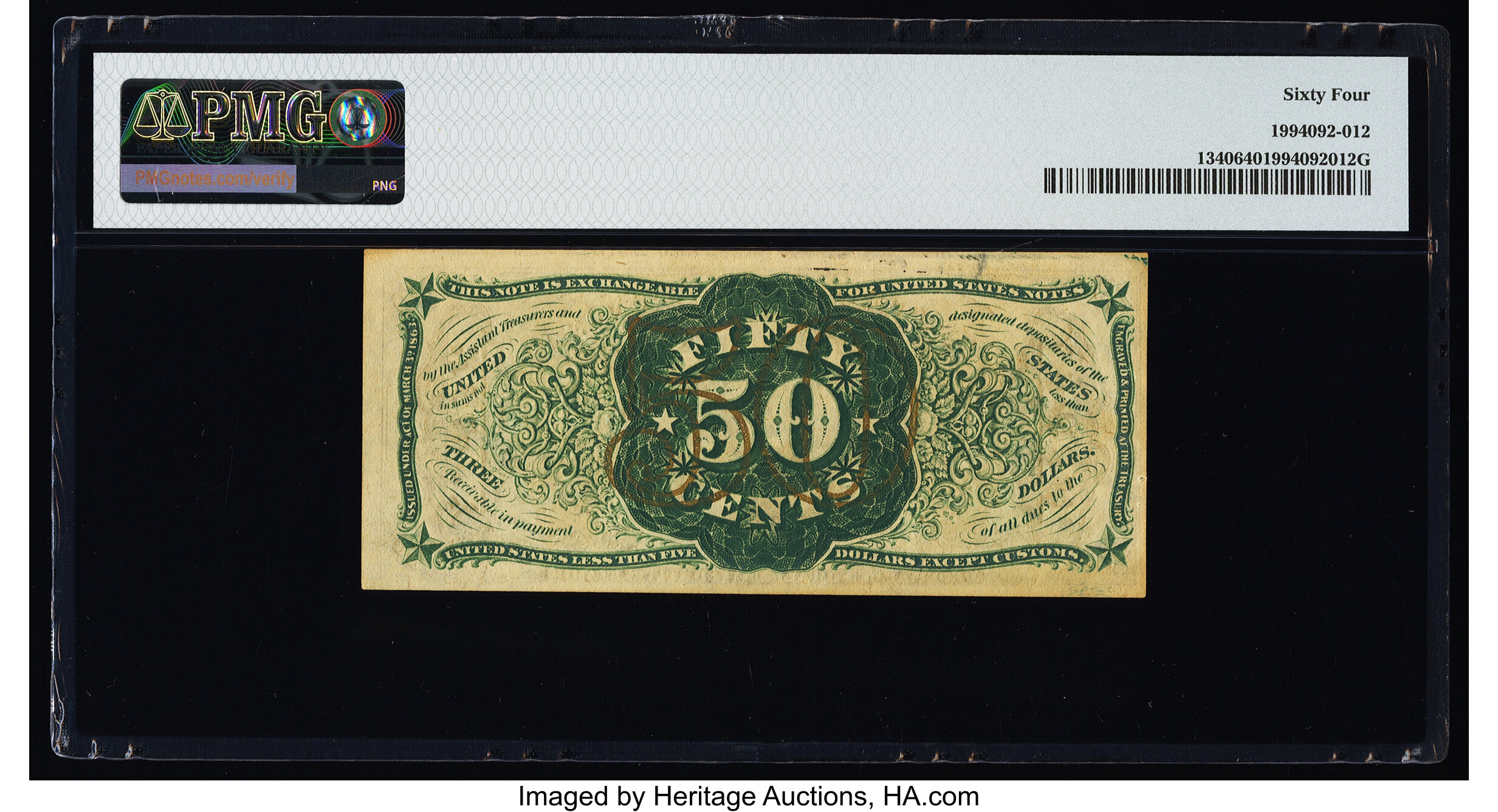 image for: Fr. 1340 50¢ Third Issue Spinner Type II PMG Choice Uncirculated 64....