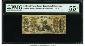 image for: Fr. 1363 50¢ Third Issue Justice PMG About Uncirculated 55 Net....