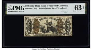 image for: Fr. 1365 50¢ Third Issue Justice PMG Choice Uncirculated 63 EPQ....