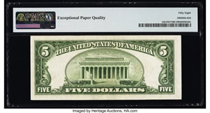 image for: Fr. 1531* $5 1928F Wide I Legal Tender Star Note. PMG Choice About Unc 58 EPQ....