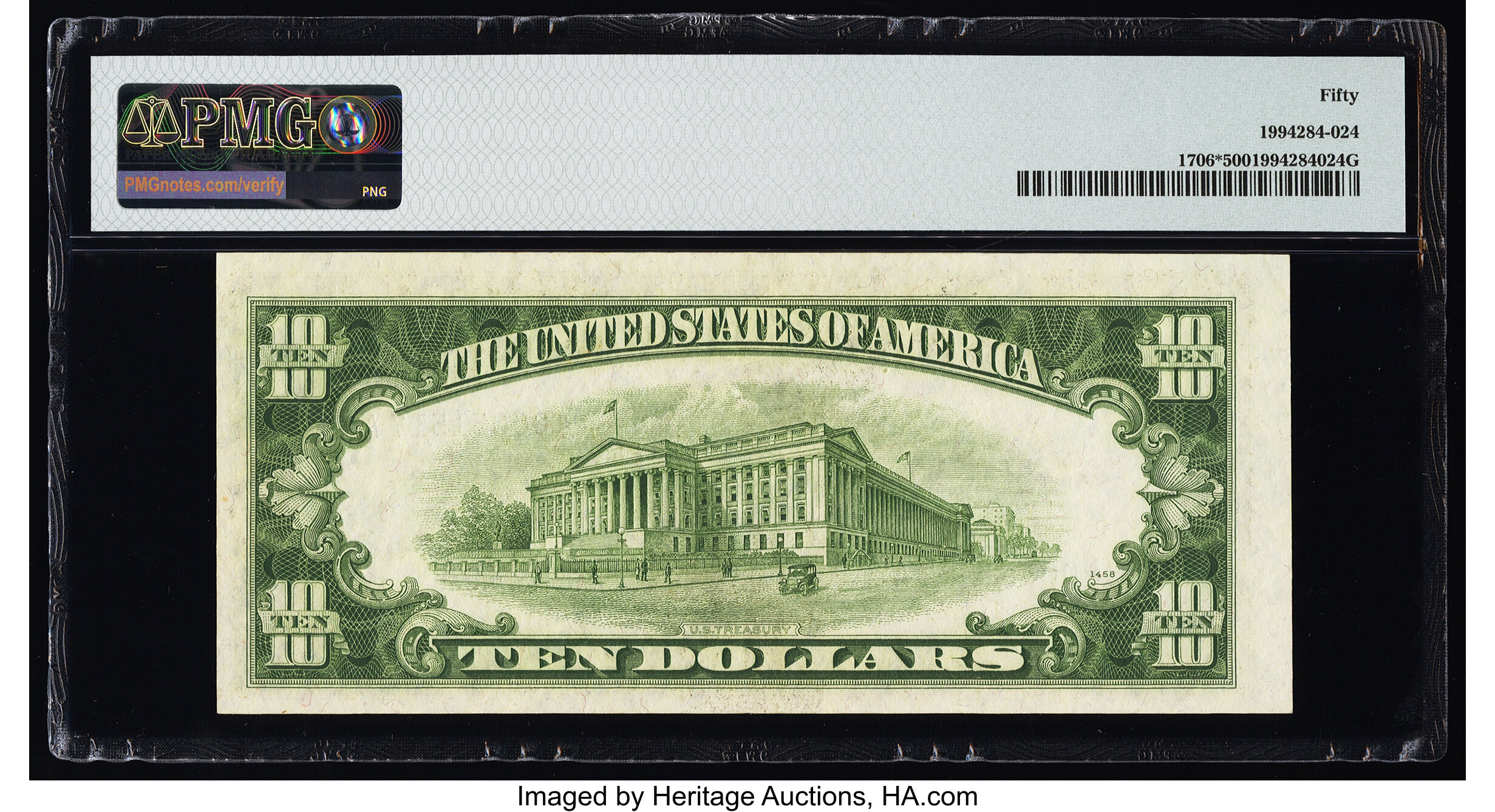 image for: Fr. 1706* $10 1953 Silver Certificate Star. PMG About Uncirculated 50....