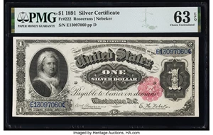 image for: Fr. 222 $1 1891 Silver Certificate PMG Choice Uncirculated 63 EPQ....