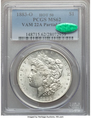 image for: 1883-O $1 Partial E Reverse MS62 PCGS. CAC. VAM-22A....