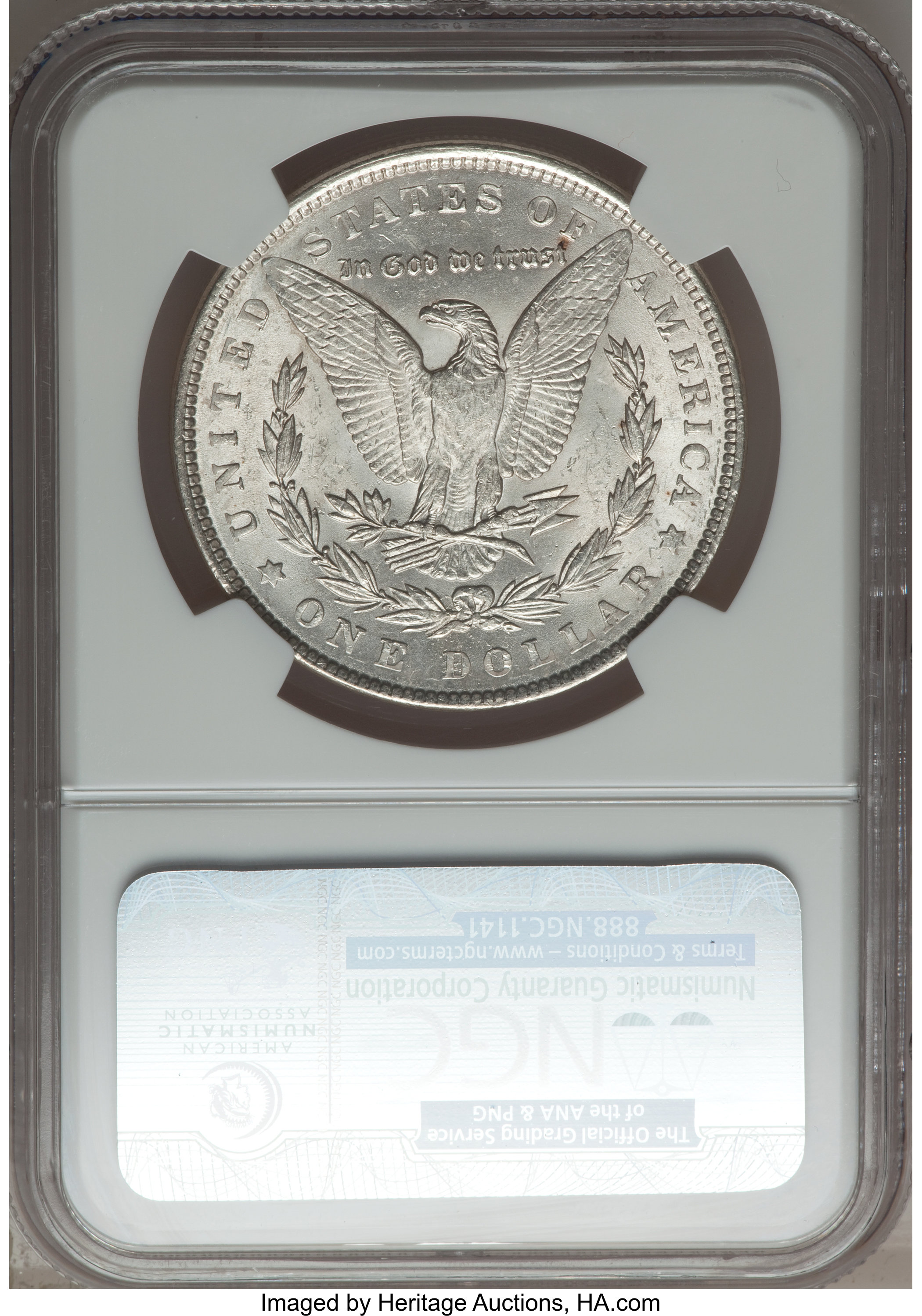 image for: 1889 $1 VAM-28A, Pitted Reverse MS61 NGC. Hitlist-40. NGC Census: (0/0). PCGS Population (2/23)....