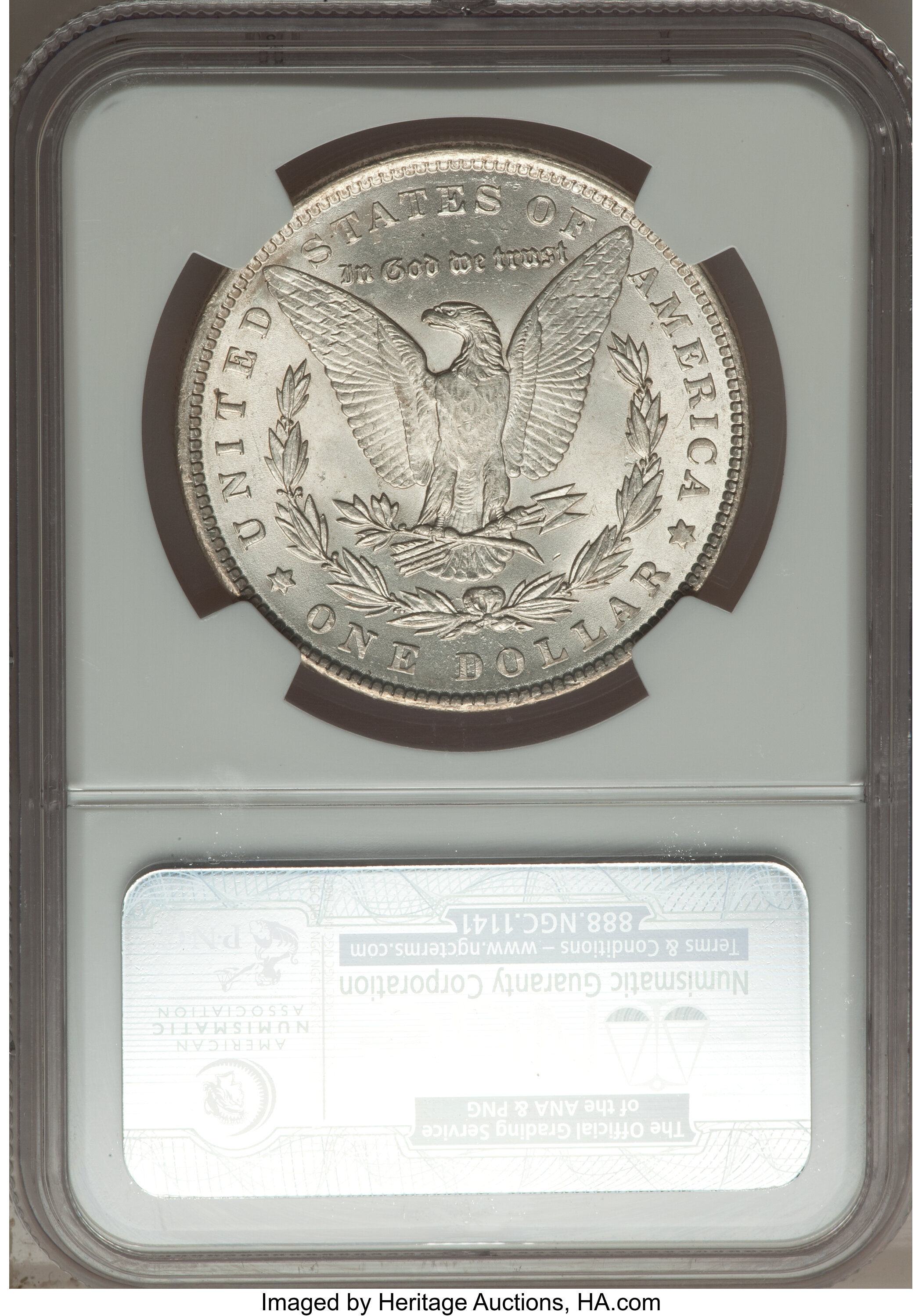 image for: 1889 $1 VAM-28A, Pitted Reverse MS61 NGC.  Hitslist-40. NGC Census: (0/0). PCGS Population (3/25).  ...