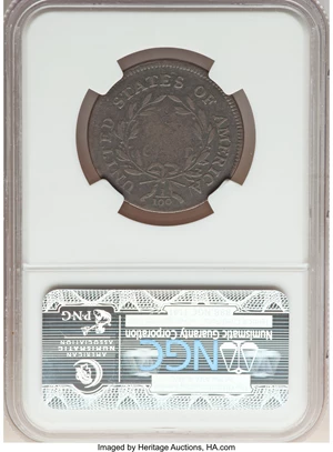image for: 1796 1C Liberty Cap, S-81, B-2, R.3, VG10 NGC. Ex: Frank Thomas Collection. NGC Census: (2/11). PCGS Population: (1/6). CDN...