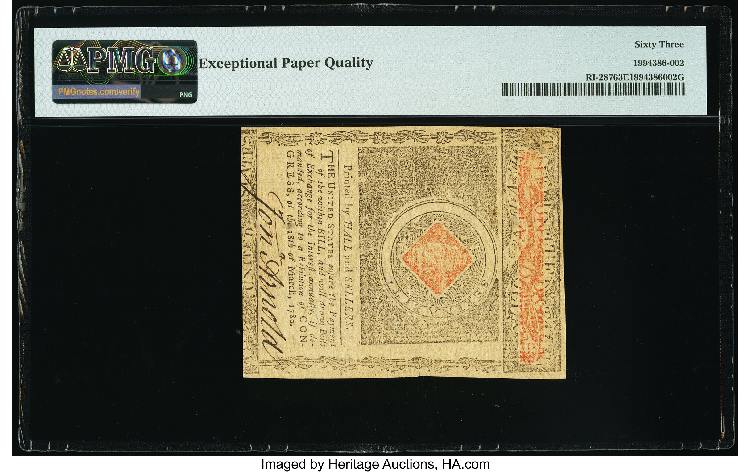 image for: Rhode Island July 2, 1780 $7 PMG Choice Uncirculated 63 EPQ....