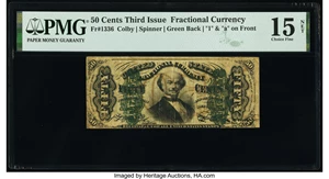 image for: Fr. 1336 50¢ Third Issue Spinner PMG Choice Fine 15 Net....