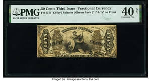 image for: Fr. 1371 50¢ Third Issue Justice PMG Extremely Fine 40 Net....