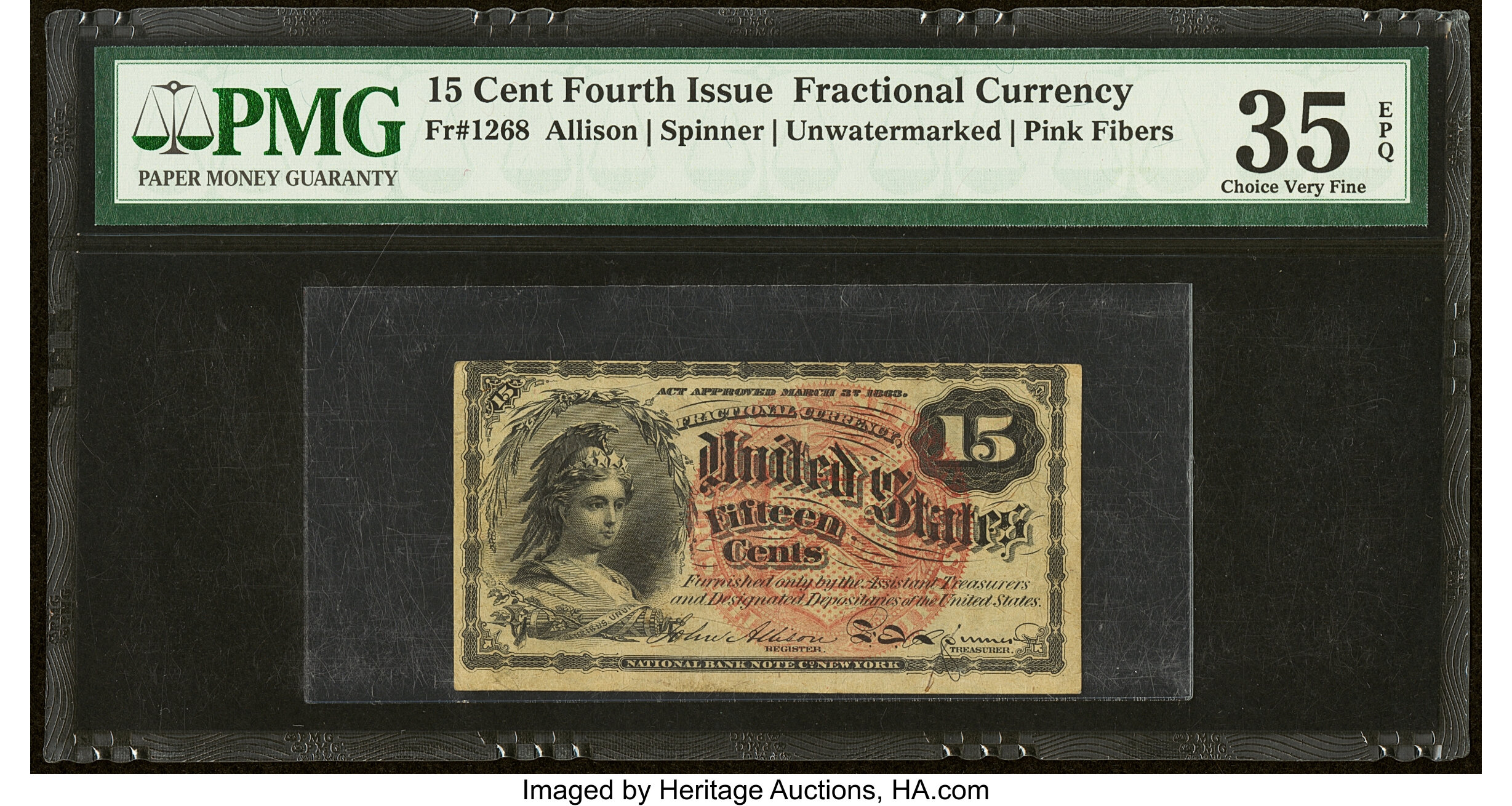 image for: Fr. 1268 15¢ Fourth Issue PMG Choice Very Fine 35 EPQ....