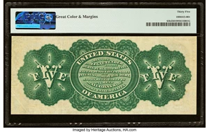 image for: Fr. 63b $5 1863 Legal Tender PMG Choice Very Fine 35....