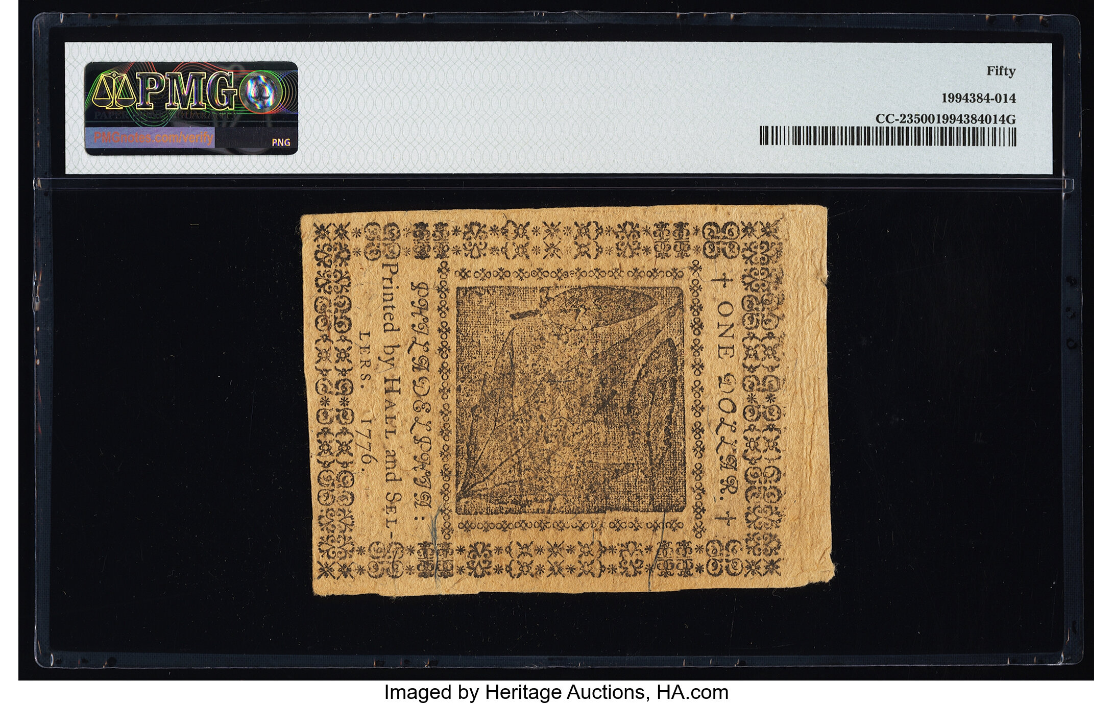 image for: Continental Currency February 17, 1776 $1 PMG About Uncirculated 50....