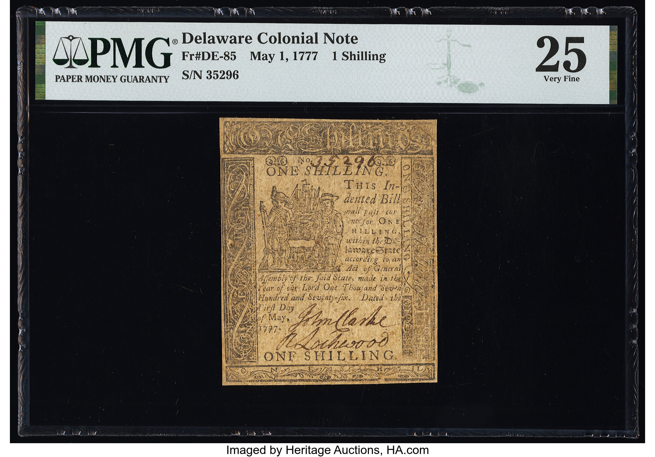 image for: Delaware May 1, 1777 1s PMG Very Fine 25....