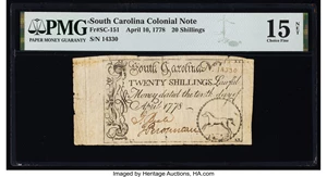 image for: South Carolina April 10, 1778 20s PMG Choice Fine 15 Net....