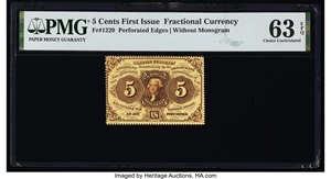 image for: Fr. 1229 5¢ First Issue PMG Choice Uncirculated 63 EPQ....